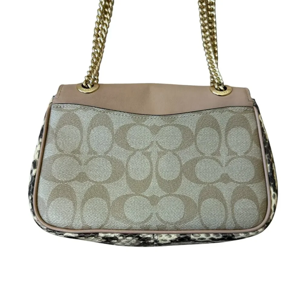 COACH Mini Cassidy Crossbody Shoulder Satchel Snake Embossed Leather Signature